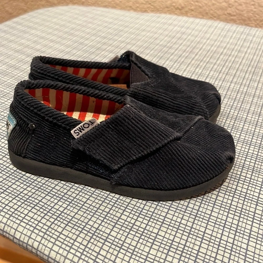 Toms Tiny Alpargata Navy Blue Corduroy Baby Toddler Shoes Size T6